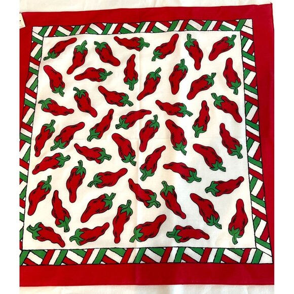 Red Hot Chili Jalapeno Pepper Cowboy Bandana Scarf Handkerchief Western NWT VTG - Picture 1 of 7